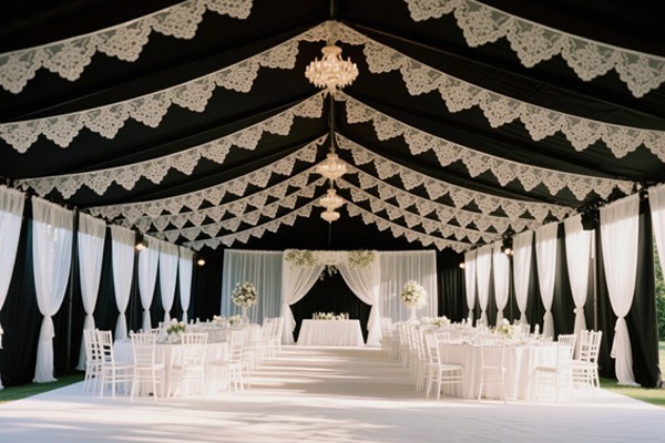 15m Black Frame Wedding Event Party Tent with Lace Decoration